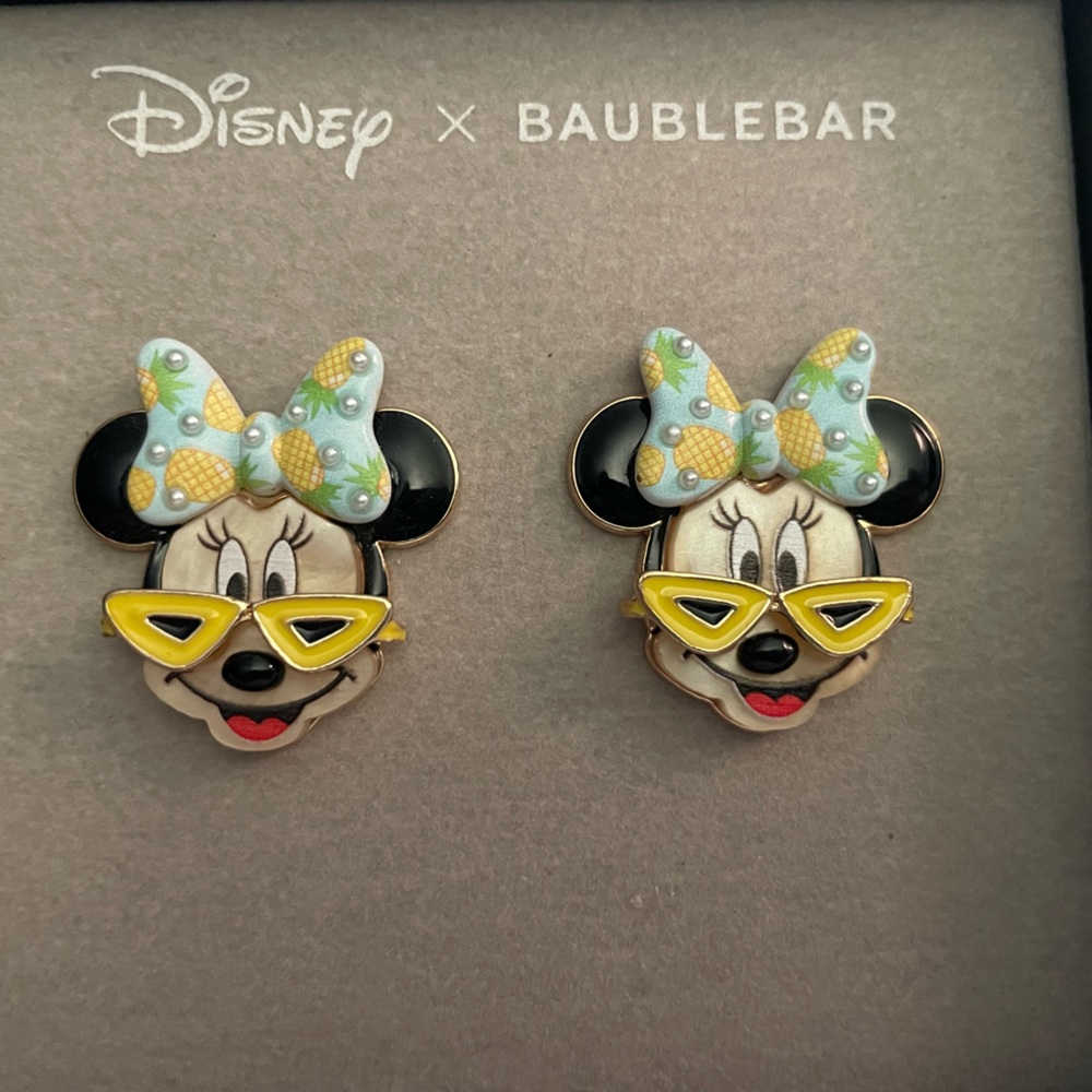 Disney x Baublebar Minnie Earrings NEW pineapple bows IN BOX